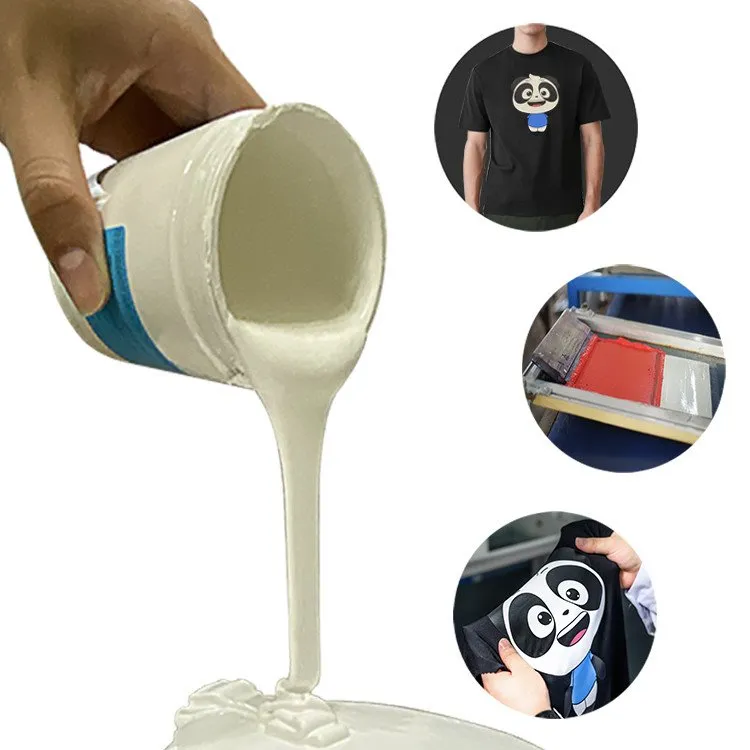 Cowint elastik qattiqligidagi kauchuk-pastali mato bosma qo'lda oq / shaffof kauchuk pasta, futbolka uchun ekranni o'tkazadigan bosma siyoh